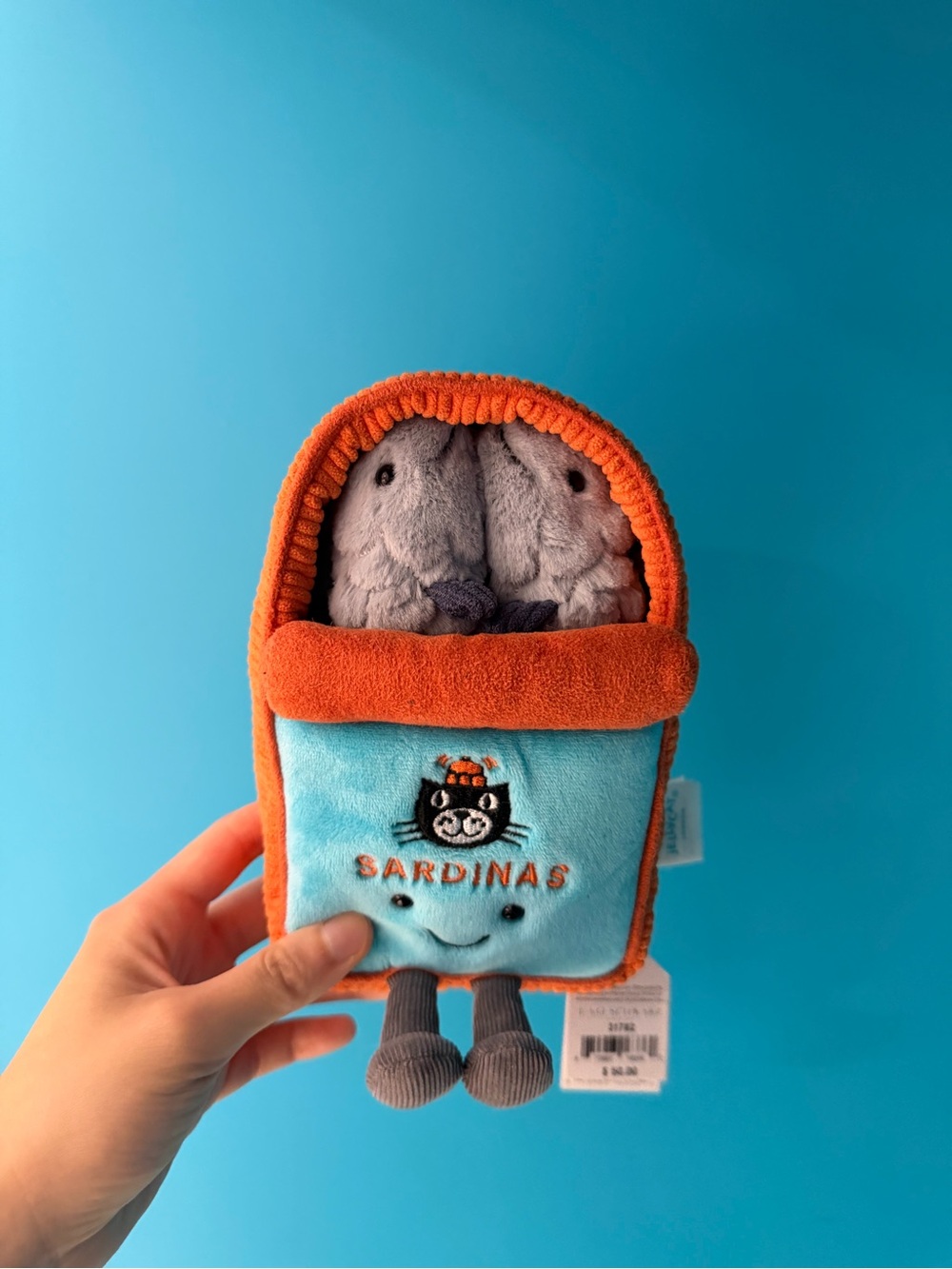 Jellycat Orange and Light Blue Sardinas Plush Toy